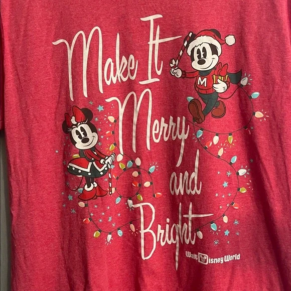 Disney vintage Christmas holiday tee shirt Make it merry and bright adult large - Picture 2 of 3